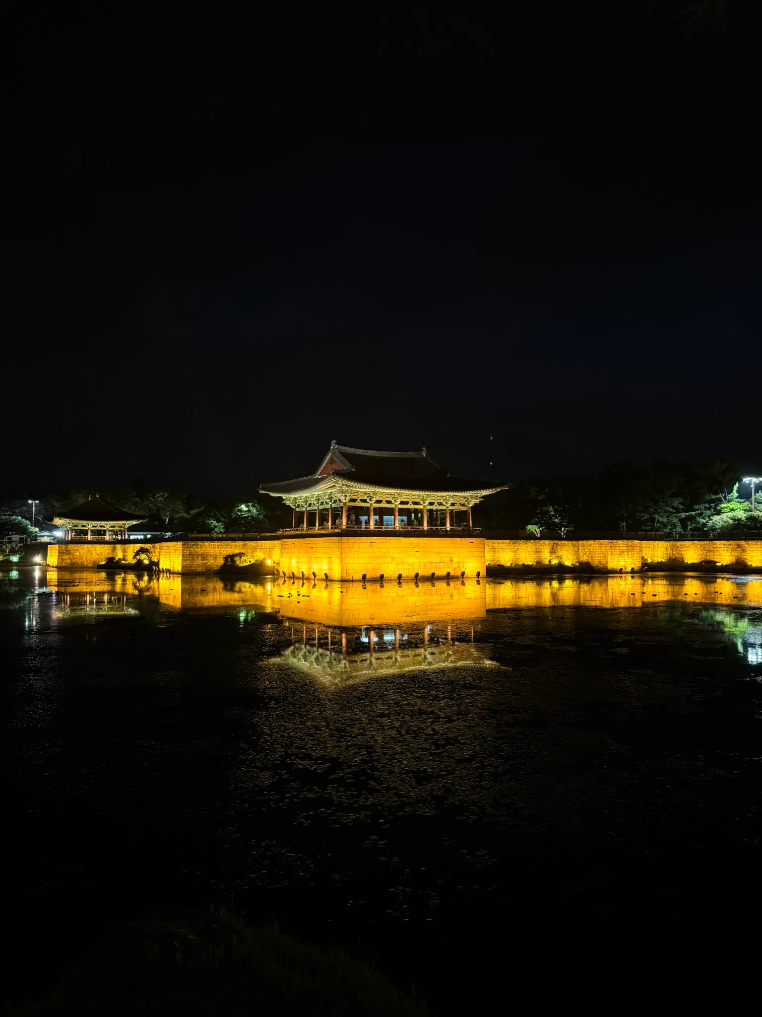 Temple bouddhiste illuminé la nuit