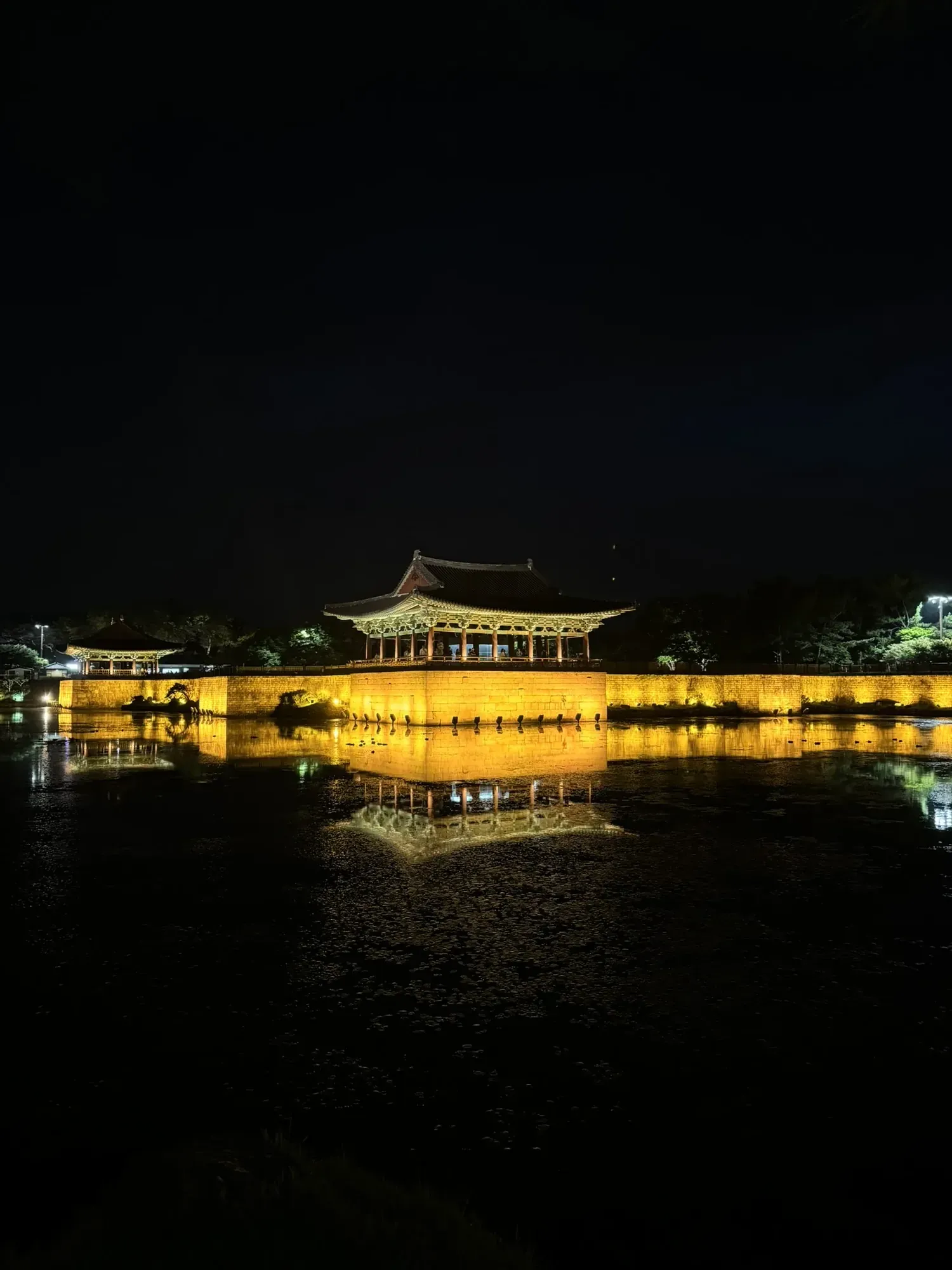 Temple bouddhiste illuminé la nuit